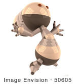 #50605 Royalty-Free (Rf) Illustration Of A 3d Robot Mascot Jumping - Version 2