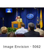 #5062 Stock Photography Of The Julie Gerberding Addressing Reporters At A News Conference