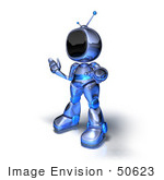 #50623 Royalty-Free (Rf) Illustration Of A 3d Blue Human Like Robot Mascot Shrugging - Version 6