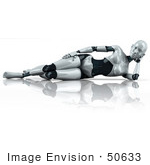 #50633 Royalty-Free (Rf) Illustration Of A 3d Female Robot Mascot Reclined On Her Side