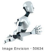 #50634 Royalty-Free (Rf) Illustration Of A 3d Female Robot Mascot Floating To The Right - Version 1