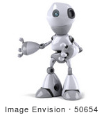 #50654 Royalty-Free (Rf) Illustration Of A 3d White Robot Boy Mascot Gesturing And Facing Left