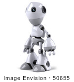 #50655 Royalty-Free (Rf) Illustration Of A 3d White Robot Boy Mascot Facing Left