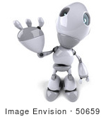 #50659 Royalty-Free (Rf) Illustration Of A 3d White Robot Boy Mascot Waving Hello