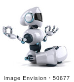 #50677 Royalty-Free (Rf) Illustration Of A 3d Futuristic Robot Mascot Meditating - Pose 1