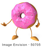 #50705 Royalty-Free (Rf) Illustration Of A 3d Pink Frosted Doughnut Gesturing