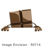 #50714 Royalty-Free (Rf) Illustration Of A 3d Milk Chocolate Bar Mascot Holding A Blank Sign
