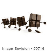 #50716 Royalty-Free (RF) Illustration Of 3d Milk Chocolate Mascots Walking In A Line by Julos