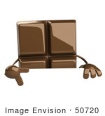 #50720 Royalty-Free (Rf) Illustration Of A 3d Milk Chocolate Bar Mascot Gesturing And Holding A Blank Sign