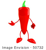 #50732 Royalty-Free (Rf) Illustration Of A 3d Red Hot Chili Pepper Mascot Gesturing And Standing