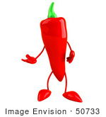 #50733 Royalty-Free (Rf) Illustration Of A 3d Red Hot Chili Pepper Mascot Standing And Gesturing