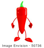 #50736 Royalty-Free (Rf) Illustration Of A 3d Red Hot Chili Pepper Mascot Standing