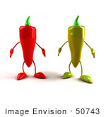 #50743 Royalty-Free (Rf) Illustration Of 3d Red And Green Chili Pepper Mascots Facing Front - Version 1