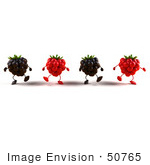 #50765 Royalty-Free (Rf) Illustration Of A Group Of Walking 3d Raspberry And Blackberry Characters - Version 1