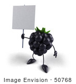 #50768 Royalty-Free (RF) Illustration Of A 3d Blackberry Mascot Holding Up A Blank Sign - Version 2 by Julos