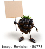 #50773 Royalty-Free (Rf) Illustration Of A 3d Blackberry Mascot Holding Up A Blank Sign - Version 1