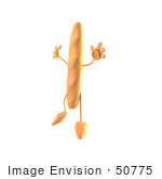 #50775 Royalty-Free (Rf) Illustration Of A 3d Baguette Bread Character Jumping - Version 2
