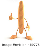 #50776 Royalty-Free (Rf) Illustration Of A 3d Baguette Bread Character Giving The Thumbs Up - Version 1