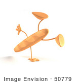 #50779 Royalty-Free (Rf) Illustration Of A 3d Baguette Bread Character Doing A Cartwheel - Version 2