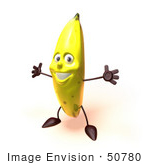 #50780 Royalty-Free (Rf) Illustration Of A 3d Bruised Banana Character Holding His Arms Open - Version 4