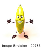 #50783 Royalty-Free (Rf) Illustration Of A 3d Bruised Banana Character Holding His Arms Open - Version 1