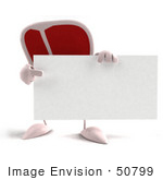 #50799 Royalty-Free (Rf) Illustration Of A 3d T Bone Steak Mascot Holding A Blank Business Card - Version 2