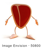 #50800 Royalty-Free (Rf) Illustration Of A 3d T Bone Steak Mascot Facing Front - Version 1