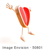 #50801 Royalty-Free (Rf) Illustration Of A 3d T Bone Steak Mascot Jumping - Version 4