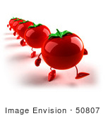 #50807 Royalty-Free (Rf) Illustration Of 3d Red Tomato Characters Marching Forward