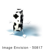 #50817 Royalty-Free (Rf) Illustration Of A 3d Cow Patterned Milk Carton Character Holding Its Arms Out - Version 5