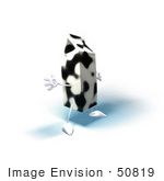 #50819 Royalty-Free (Rf) Illustration Of A 3d Cow Patterned Milk Carton Character Holding Its Arms Out - Version 6