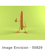 #50829 Royalty-Free (Rf) Illustration Of A 3d Baguette Bread Character Giving The Thumbs Up - Version 2