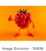 #50836 Royalty-Free (Rf) Illustration Of A 3d Red Raspberry Character Giving The Thumbs Up - Version 2