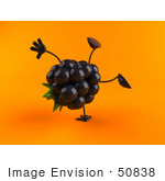 #50838 Royalty-Free (Rf) Illustration Of A 3d Blackberry Character Doing A Cartwheel - Version 2