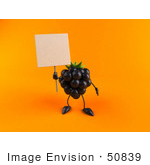 #50839 Royalty-Free (Rf) Illustration Of A 3d Blackberry Character Holding Up A Blank Sign - Version 3