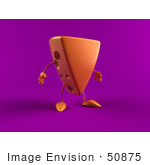 #50875 Royalty-Free (Rf) Illustration Of A 3d Cheese Wedge Character Facing Right