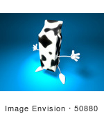 #50880 Royalty-Free (Rf) Illustration Of A 3d Cow Patterned Milk Carton Character Holding Its Arms Out - Version 3
