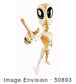 #50893 Royalty-Free (Rf) Illustration Of A 3d Grungy Spotted Extraterrestrial Alien Being Holding Up A Finger Here In Peace