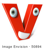 #50894 Royalty-Free (Rf) Illustration Of A 3d Red Character Letter V