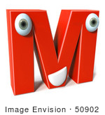 #50902 Royalty-Free (Rf) Illustration Of A 3d Red Character Letter M