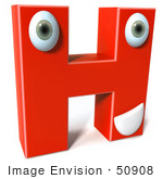 #50908 Royalty-Free (Rf) Illustration Of A 3d Red Character Letter H