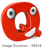 #50916 Royalty-Free (Rf) Illustration Of A 3d Red Character Letter Q