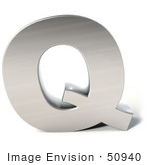 #50940 Royalty-Free (Rf) Illustration Of A 3d Chrome Alphabet Letter Q