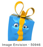 #50946 Royalty-Free (Rf) Illustration Of A Blue 3d Present Mascot - Version 5