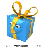 #50951 Royalty-Free (Rf) Illustration Of A Blue 3d Present Mascot - Version 4