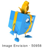 #50958 Royalty-Free (Rf) Illustration Of A 3d Blue Gift Mascot Pouting