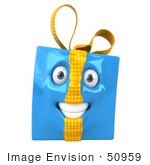 #50959 Royalty-Free (Rf) Illustration Of A Blue 3d Present Mascot - Version 1