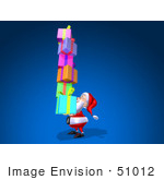 #51012 Royalty-Free (Rf) Illustration Of A 3d Santa Claus Carrying Stacked Gifts - Version 3