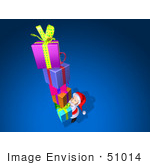 #51014 Royalty-Free (Rf) Illustration Of A 3d Santa Claus Carrying Stacked Gifts - Version 4