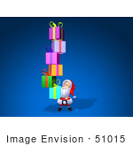 #51015 Royalty-Free (Rf) Illustration Of A 3d Santa Claus Carrying Stacked Gifts - Version 1